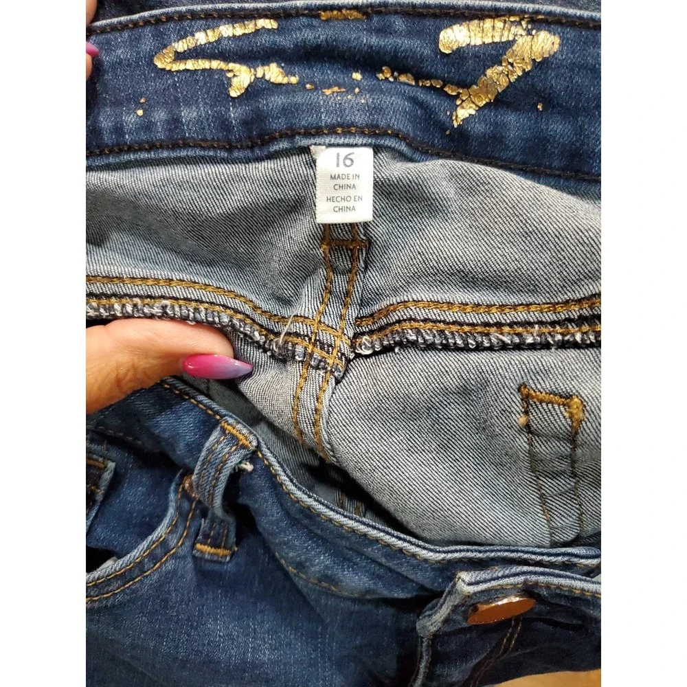 Seven7 Womens Bermuda Denim Shorts Medium Dark Wash Stretch Size 16‎ RN109890